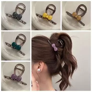 Геометрический бант-зажим, акриловый средний зажим-акула, милый бант-коготь для волос, женская заколка серый