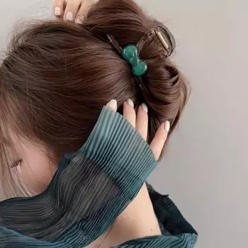 Геометрический бант-зажим для захвата, желеобразный цвет, средняя акула-зажим, простой бант-коготь для волос, ежедневно серый