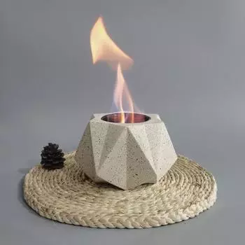 Геометрический бетонный настольный камин для внутреннего и наружного использования на заднем дворе, балконе, патио, многоугольный камин повышенной прочности серый