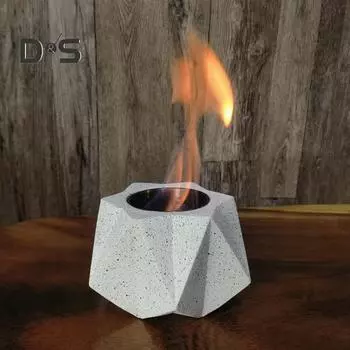 Геометрический бетонный настольный костер для дома, улицы, заднего двора, балкона, патио, многоугольный камин, прочная переносная печь, украшение серый