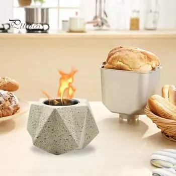 Геометрический бетонный настольный костер для дома, улицы, заднего двора, балкона, патио, многоугольный камин, прочная переносная печь, украшение серый