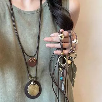 Геометрический бохо стиль чокер кисточка длинный свитер цепь ретро этнический стиль ожерелье для женщин Style3