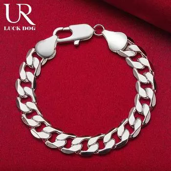 Геометрический браслет из стерлингового серебра 925 пробы, модные свадебные украшения 20CM