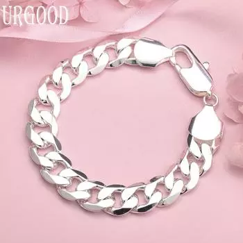 Геометрический браслет из стерлингового серебра 925 пробы, модные свадебные украшения 20CM