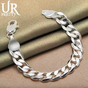 Геометрический браслет из стерлингового серебра 925 пробы, модные свадебные украшения 20CM