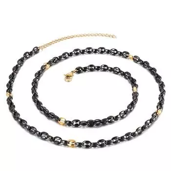 Геометрический браслет, титановая сталь, мужское и женское универсальное ожерелье из кофейных зерен с удлинительной цепочкой