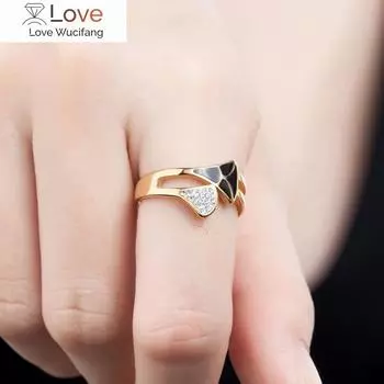 Геометрический дизайн двухслойное женское кольцо из нержавеющей стали с кубическим цирконием простое женское ювелирное изделие парное кольцо подарок 6