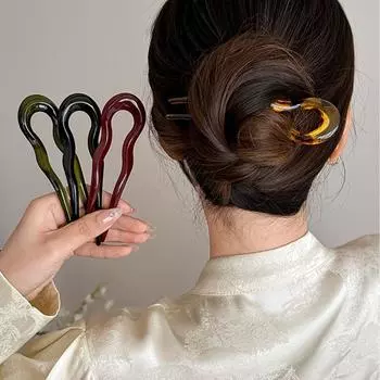 Геометрический дизайн шпилька ацетат пучок для волос модная вилка для волос женщины девушки красный