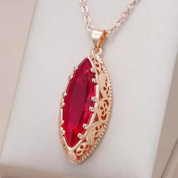 Геометрический красный циркон, золотой большой кулон, женское ожерелье, этнические винтажные украшения для свадебной вечеринки красный