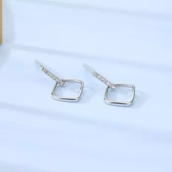 Геометрический кулон с подвижностью и простым дизайном Серьги Классный стиль