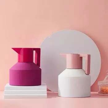 Геометрический кувшин для воды, кувшин для воды большой емкости, двухслойный вакуумный термос для кофе, чайник, изолированная бутылка, заварочный чайник 1.2L