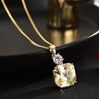 Геометрический квадратный искусственный кристалл кольцо ожерелье серьги женская мода золотой