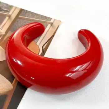Геометрический массивный браслет из смолы, круглое ретро-кольцо на руку, нестандартный широкий браслет, весна-лето красный