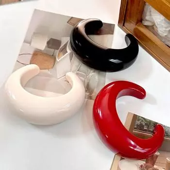 Геометрический массивный браслет из смолы, круглое ретро-кольцо на руку, нестандартный широкий браслет, весна-лето чёрный