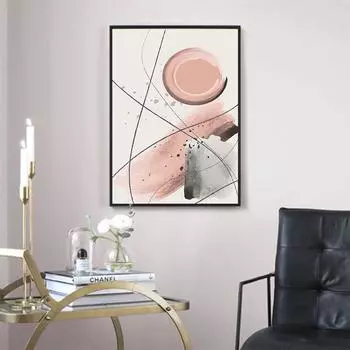 Геометрический плакат, акварель, холст, линия, живопись, художественная печать, скандинавская абстрактная розовая роспись, украшение для гостиной, дома 21X30cm No Frame