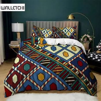 Геометрический пододеяльник Модный комплект постельного белья в стиле бохо с цветочным узором из микрофибры в экзотическом стиле, покрывало King Full для детей и взрослых, декор EU single(135x200cm)
