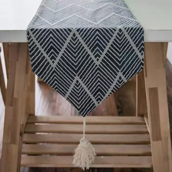 Геометрический полиэстеровый скатерть дорожка для домашнего хозяйства прямоугольный чехол для рабочего стола простые скатерти с кисточкой домашний декор для гостиной 30x140cm