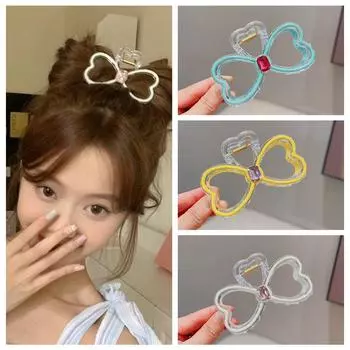 Геометрический полый бант для волос Коготь Y2k полый держатель для хвоста заколки-банты зажим для волос для женщин белый