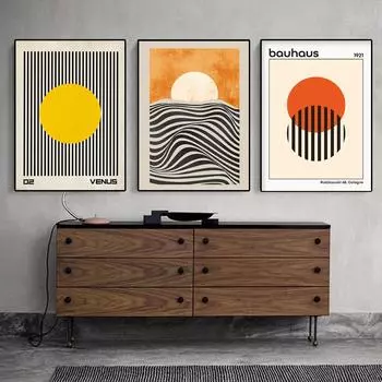 Геометрический постер в стиле Баухаус, уникальный минималистский холст, картина, печать, абстрактные настенные картины для украшения дома, без рамки 21*30cm No Frame