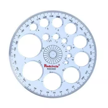 Геометрический шаблон. Пластиковая измерительная линейка. Круги. Рисунок формы. Трафареты. 1