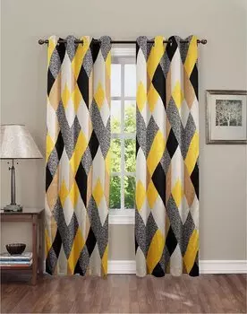 Геометрический узор для вышивки штор для детей, оконные шторы, гостиная, кухня, спальня, шторы, детская комната, домашний декор 100W160H(CM)40x63in&Hook