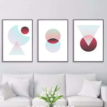 Геометрический узор, наложение цвета, абстрактный плакат, настенное искусство, печать на холсте, картины для гостиной, домашний декор 21x30cm No Frame
