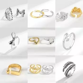 Геометрическое глянцевое вогнутое выпуклое кольцо Женское нишевое дизайнерское индивидуальное кольцо с высоким чувством Ins Холодный темперамент Открытие указательного пальца кольцо