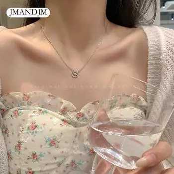 Геометрическое кольцо циркон ожерелье женские ins простые темпераментные аксессуары ниша универсальная ключичная цепочка