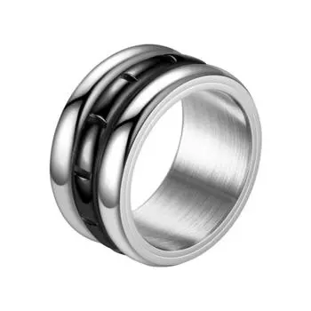 Геометрическое кольцо на палец с тремя вращающимися кольцами для женщин, модное вращающееся кольцо-аксессуар, элегантное ювелирное изделие для снятия стресса 9 чёрный