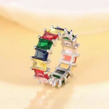 Геометрическое кольцо с бриллиантами по всей окружности, простое и универсальное хип-хоп кольцо с индивидуальностью, модное кольцо. 6