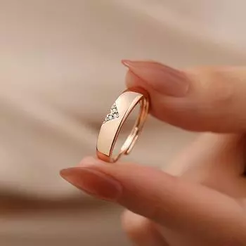 Геометрическое кольцо с цирконом женское простое легкое роскошное модное открытое кольцо темперамент