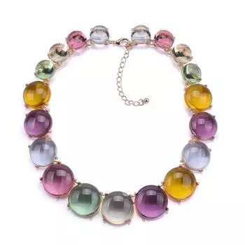 Геометрическое круглое цветное большое смоляное ожерелье цепочка на ключицу женственность элегантное украшение для ужина