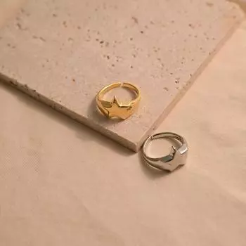 Геометрическое металлическое кольцо-звезда с широкой полой пряжкой для пальца, винтажное геометрическое открытое кольцо для пары Silver-Style B