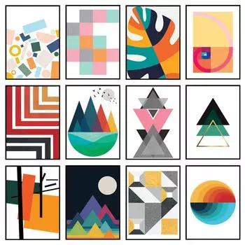 Геометрическое настенное искусство, абстрактные принты, современные картины, декор, холст, картины и принты для гостиной, дома, безрамное 21x30cm No Framed