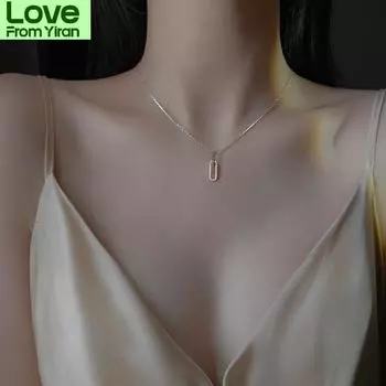 Геометрическое ожерелье из стерлингового серебра S925, новое простое полое ожерелье с бриллиантовой подвеской на ключицу, женские ювелирные изделия, аксессуары, подарок 45cm