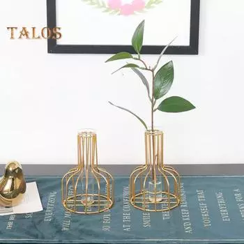 Геометрическое стекло, железная ваза для сушеных цветов, горшок, украшение для дома, гостиной, живой город, модный домашний декор чёрный