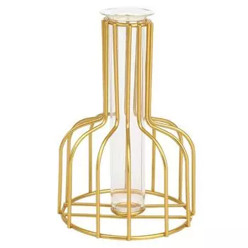 Геометрическое стекло, железо, домашняя гостиная, ваза для сушеных цветов, горшок, украшение для комнаты, настольное украшение золотистый