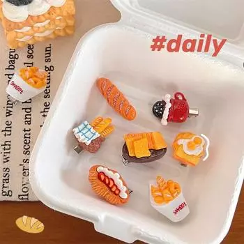 Геометрия Поддельная Еда Шпилька Зажим Утконос Имитация Хлеба Зажим Утконос Для Девочек D