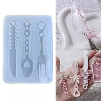 Геометрия полая ручка нож-вилка ложка части силиконовая форма женский брелок декоративная подвеска форма для поделок своими руками