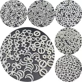 Геометрия Сердце Звезда Цветок Белый Цвет Свободные Бусины ABS Полый Жемчуг Поделки для DIY Украшения Ногтей Изготовление Ювелирных Изделий Подвески Материал Ручной Работы size: 15 * 15mm, thickness: 3mm