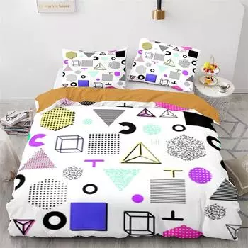 Geometry Graphics Duvet Cover Set King Queen Twin Size for Teens Adults Bedding Set Polyester Comforter Cover with Pillowcase EU single(135x200cm)
