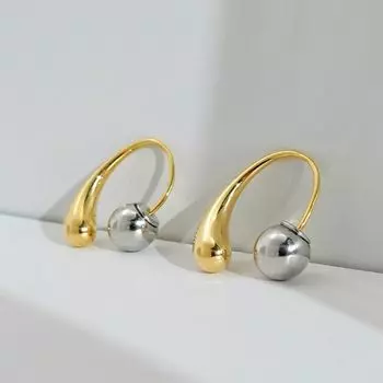 Geometry Individuality Metal Earrings Water Drop Korean Style Accessories Round Ball Earrings золотой/серебряный