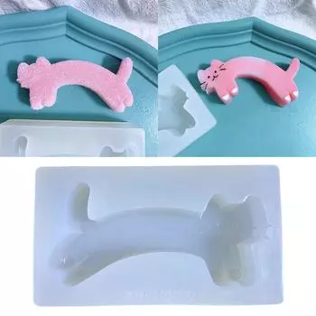 Geometry Lovely Kitten Ornament Resin Casting Silicone Mold Woman Keychain Decor Pendant Quicksand Mold for DIY Crafts