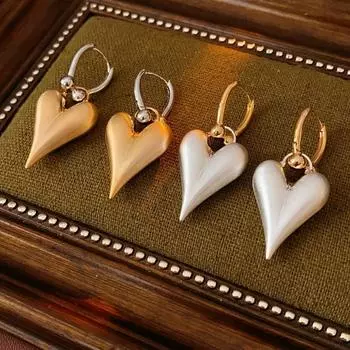 Geometry Metal Filigree Earrings Textured Hearts Earringdrop Exquisite Heart Hoop Earrings Daily Style B