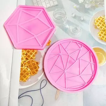 Геометрия Многоугольная/круглая подставка УФ-кристаллическая эпоксидная смола Форма для чашки Подставка для кружки Силиконовая форма DIY Ремесла Украшения для дома B