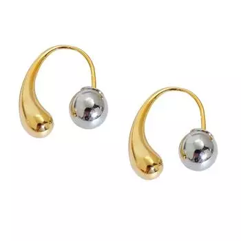 Geometry Retro Individuality Round Ball Earrings Metal Earrings Water Drop Korean Style Accessories серебряный/золотой