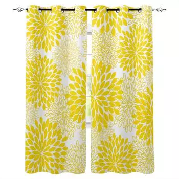Георгин абстрактный цветок желтые плотные шторы для детей детский домашний декор спальня гостиная высокие затемняющие оконные шторы W135 x H60cm