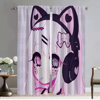 Geoxor Moneko Elegant Room Curtains for Living Room Window Curtain Partition Tulle for Bedroom Home Interior Curtains 2 Pieces W50xH70cmx2pcs-CL