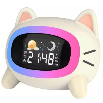 GePavinDa Будильник Будильник Настольный Студенческий Кот Обучение Сну Голос Ночь Повтор USB Японский Инструкция Включена Детские Часы, Детские Часы,