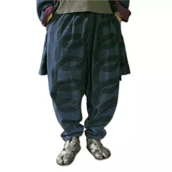 герб Штаны Monpe Соединительная петля Соединительная буква рукоделия Современная японская одежда Семейный герб Широкие штаны Пожарный Выкройка кимоно Monpe Юката тёмно-синий